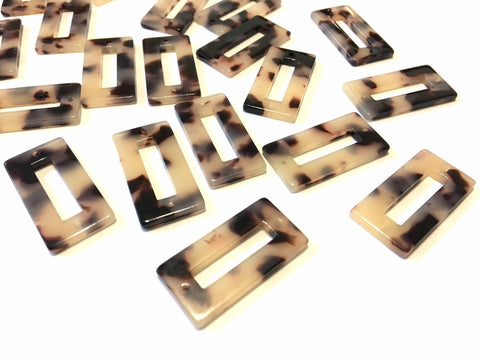 Blonde 2 Hole Tortoise Shell Beads, rectangle shape acrylic 31mm Long Earring or Necklace pendant bead, acrylic tortoise shell connector