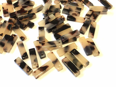 Blonde Tortoise Shell Resin Thin 1 Hole 18mm beads, lucite rectangle pendant, earrings necklace jewelry making, skinny acrylic sticks