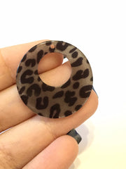Leopard print Tortoise Shell Acrylic Blanks Cutout, circle round earring pendant jewelry making, 30mm jewelry, 1 Hole earring blanks brown