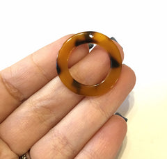 Brown Tortoise Shell Acrylic Blanks Cutout, Circle blanks, earring bead jewelry making, 28mm circle jewelry, 1 Hole circle bangle single