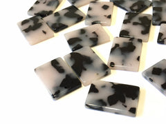 Black & White Tortoise Shell Acrylic Blanks Cutout, rectangle blanks, earring bead jewelry making, 22mm rectangle jewelry, 1 Hole geometric