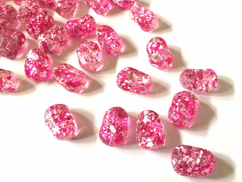 Sprinkle Jelly Bean Pink Beads, gold pink Beads, Acrylic Beads, 18mm Colorful beads, pink jewelry, pink Gemstones, small Chunky Beads