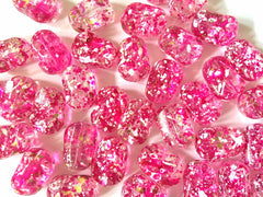 Sprinkle Jelly Bean Pink Beads, gold pink Beads, Acrylic Beads, 18mm Colorful beads, pink jewelry, pink Gemstones, small Chunky Beads