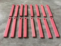 Light Pink Wood Thin 1 Hole 40mm beads, lucite rectangle pendant, earrings necklace jewelry making, blush jewelry skinny wood sticks