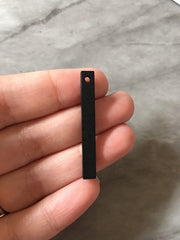 Black Wood Thin 1 Hole 40mm beads, lucite rectangle pendant, earrings necklace jewelry making, black jewelry skinny wood sticks