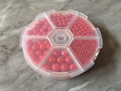 SALE Red pearls in 6 sizes, pearl circle beads, round circular beads, acrylic pearls, red circular pearl beads, organization