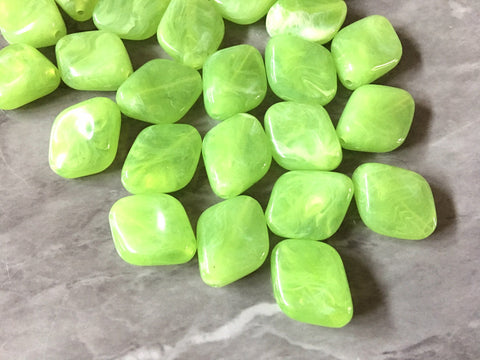 Lime Green Diamond Beads, The Wave Collection, 22mm Beads, big acrylic beads, bracelet necklace earrings, jewelry making, acrylic bangle bea