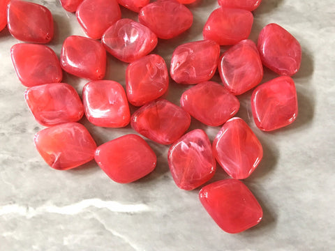 Fiesta Red Beads, The Wave Collection, 22mm Beads, big acrylic beads, bracelet necklace earrings, jewelry making acrylic bangle bead diamond