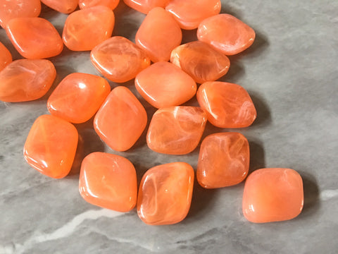 Creamsicle Orange Diamond Beads, The Wave Collection, 22mm big acrylic beads, bracelet necklace earrings, jewelry making acrylic bangle