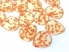 Coral Confetti set in Yellow Clear Resin Acrylic Blanks Cutout, earring bead jewelry making, 30mm circle jewelry, yellow pendant teardrop