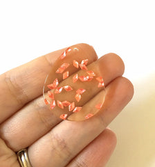 Coral Confetti set in Yellow Clear Resin Acrylic Blanks Cutout, earring bead jewelry making, 30mm circle jewelry, yellow pendant teardrop