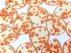 Coral Confetti set in Yellow Clear Resin Acrylic Blanks Cutout, earring bead jewelry making, 30mm circle jewelry, yellow pendant teardrop