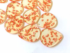 Coral Confetti set in Yellow Clear Resin Acrylic Blanks Cutout, earring bead jewelry making, 30mm circle jewelry, yellow pendant teardrop