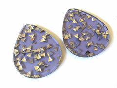 Silver Confetti set in Purple Clear Resin Acrylic Blanks Cutout, earring bead jewelry making, 30mm circle jewelry, purple pendant teardrop