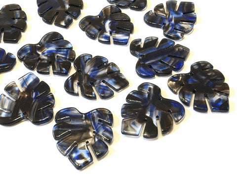 Royal Blue Brushed Resin Acrylic Blanks Cutout, monstera palm leaves leaf blanks, earring pendant jewelry making 30mm circle jewelry 1 hole