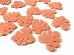 Peach Resin Acrylic Blanks Cutout, monstera palm leaves leaf blanks, earring pendant jewelry making 30mm circle brown 1 hole pink coral peac