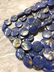 Navy Blue & Gold 21mm Swirl Beads, big acrylic beads, bracelet necklace earrings jewelry making, acrylic bangle bead round circle