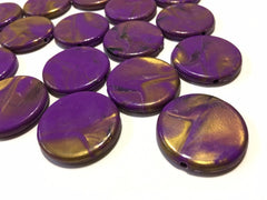 Purple & Gold swirl round 31mm big acrylic beads, purple chunky craft supplies, purple wire bangle, jewelry making purple statement necklace