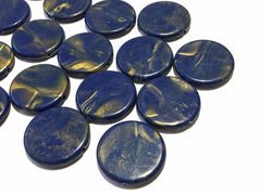 Navy Blue & Gold swirl round 31mm big acrylic beads, blue chunky craft supplies, blue wire bangle, jewelry making blue statement necklace