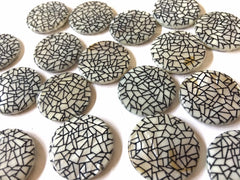 Black & White Shell 26mm big round beads, white chunky craft supplies, black wire bangle, jewelry making, stained glass statement necklace