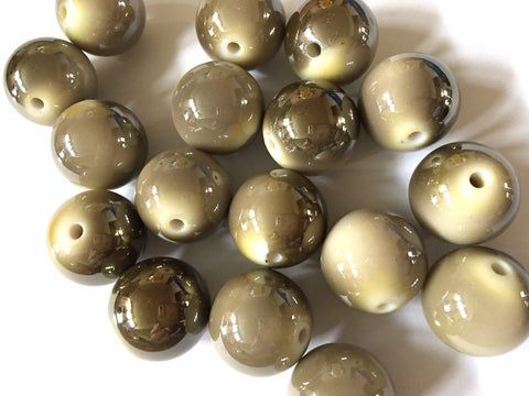 Tan & Silver gray ombre round 17mm beads, gumball beads, bubblegum beads, chunky beads, chunky circle necklace jewelry, chunky necklace