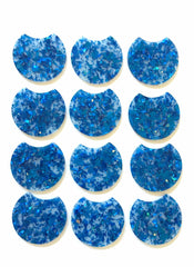 Blue Foil & Confetti Resin Beads, circle cutout acrylic 36mm Earring Necklace pendant bead, one hole at top, royal blue jewelry acrylic DIY