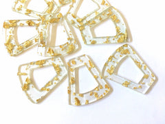 Gold Foil Paper set in Clear Resin Acrylic Blanks Cutout, earring bead jewelry making, 40mm trapezoid jewelry, gold pendant teardrop