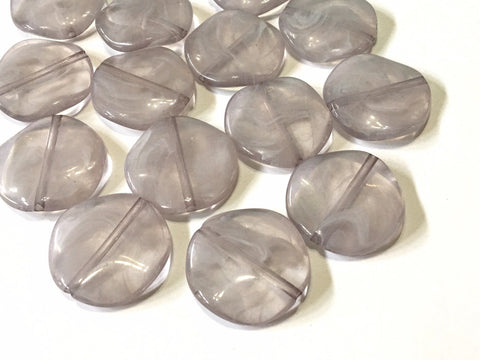 Gray & white swirl round 31mm big acrylic beads, gray chunky craft supplies, gray wire bangle, jewelry making, sky statement necklace