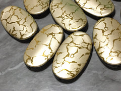 XL 50mm Gold Crackle painted Beads, large Acrylic Beads for Jewelry Making, Necklaces Bracelets earrings gold beads, oval beads