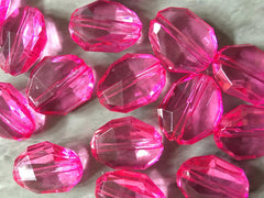 Pink Resin 25mm faceted beads, large acrylic oval beads jewery, pink bangle, wire bangle, jewelry making bubblegum beads, magenta beads