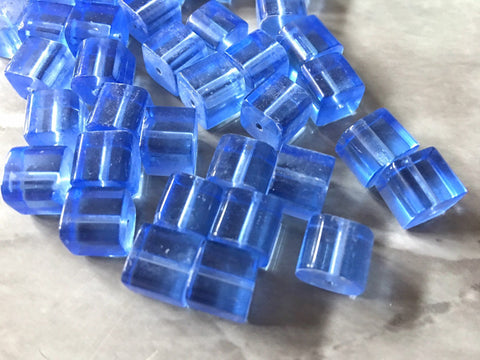 Cube light Blue Beads Translucent, 8mm Beads, glass square beads, bracelet necklace earrings, jewelry making bangle beads resin