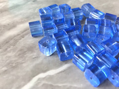 Cube light Blue Beads Translucent, 8mm Beads, glass square beads, bracelet necklace earrings, jewelry making bangle beads resin