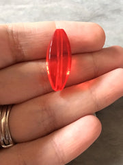 Red Diamond Twisted tube Beads, 25mm Translucent Beads for Jewelry Making, faceted resin beads, clear jewelry necklace, bright red beads