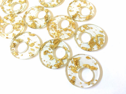 Gold Foil Paper set in Clear Resin Acrylic Blanks Cutout, earring bead jewelry making, 35mm round jewelry, gold pendant circle