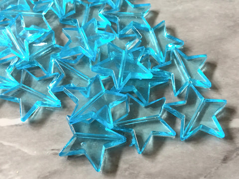 Light Blue Star Beads, 22mm Translucent Beads for Jewelry Making, blue resin beads, clear jewelry necklace, celestial beads jewelry