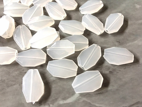 Asymmetrical 20mm Cloudy White Slab Beads  Beads for Bangle Making or Jewelry Making, small acrylic white cloudy beads necklace