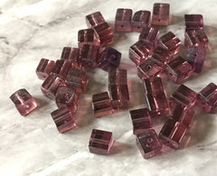 Cube Eggplant Beads Translucent, 8mm Beads, glass square beads, bracelet necklace earrings, jewelry making bangle beads resin purple