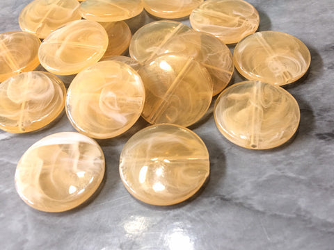 Goldenrod 25mm acrylic beads, chunky craft supplies for jewelry making, geometric necklace earrings, round yellow marigols circle beads