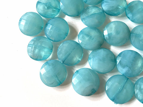 Steel Blue 20mm Beads, geometric acrylic beads, bracelet necklace earrings, jewelry making, acrylic bangle beads, round teal turquoise