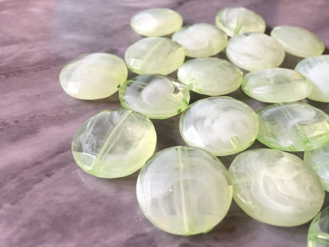 Light Green 20mm Beads, geometric acrylic beads, bracelet necklace earrings, jewelry making, acrylic bangle beads, round grass green