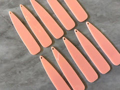 Peach acrylic Beads, geometric shape acrylic 55mm Long Earring or Necklace pendant bead 1 one hole, pink coral peach jewelry