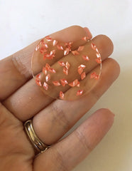 Coral Glitter in Yellow Resin Beads, circle cutout acrylic 36mm Earring Necklace pendant bead, one hole at top, coral jewelry acrylic DIY
