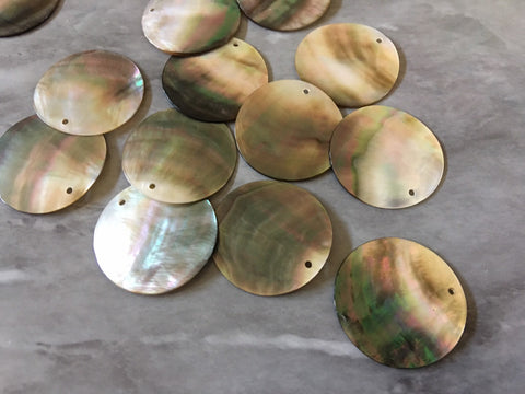 Abalone Shell Circle round blanks, earring bead jewelry making, 26mm jewelry, 1 Hole tortoise blanks colorful, sea shell beads earrings