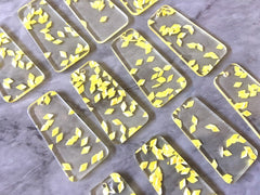 Yellow Glitter in clear resin Acrylic Blanks Cutout, earring pendant jewelry making, 38mm 1 Hole earring blanks, yellow jewelry