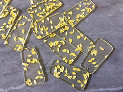 Yellow Glitter in clear resin Acrylic Blanks Cutout, earring pendant jewelry making, 38mm 1 Hole earring blanks, yellow jewelry