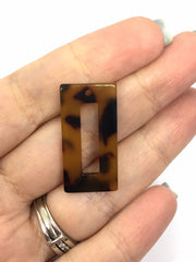 Brown Tortoise Shell Beads, 1 hole pendant rectangle shape acrylic 31mm Long Earring or Necklace pendant bead, acrylic tortoise shell