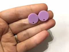 14mm Lavender post earring round blanks, purple round earring, purple stud earring, drop dangle earring making colorful jewelry blanks