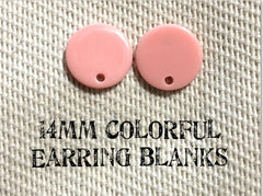 14mm PEACH post earring round blanks, pink round earring, pink stud earring, drop dangle earring making colorful jewelry blanks
