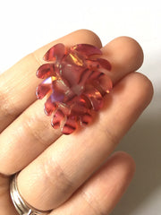 Red Hologram Resin Acrylic Blanks Cutout, monstera palm small leaves leaf blanks, earring pendant jewelry making 32mm jewelry