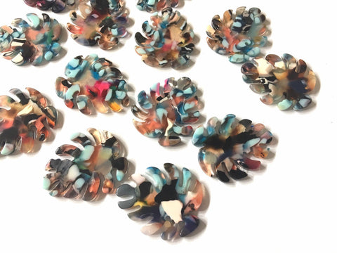 Turquoise Rainbow Resin Acrylic Blanks Cutout, monstera palm small leaves leaf blanks, earring pendant jewelry making 32mm jewelry